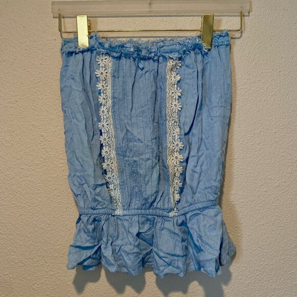 Venus Light Blue‎ Lace Trim Sleeveless Top Prairie Coquette Style XS - Picture 1 of 4